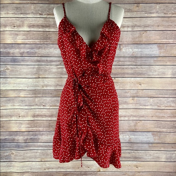 SHEIN Dresses & Skirts - SHEIN Ruffle Heart Sleeveless Mini Wrap Dress